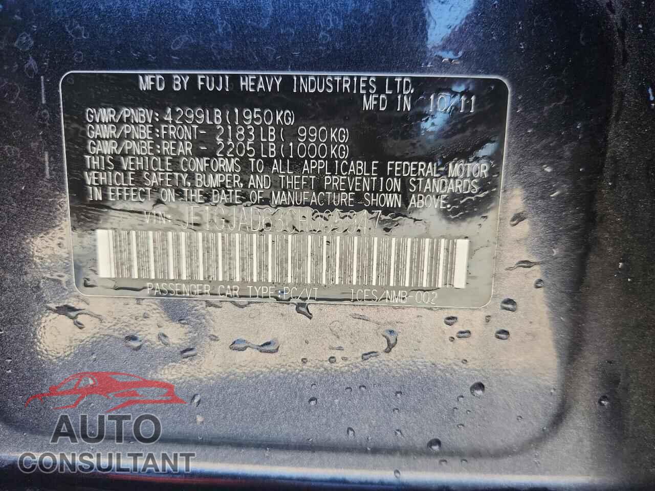 SUBARU IMPREZA 2012 - JF1GJAD63CH005947