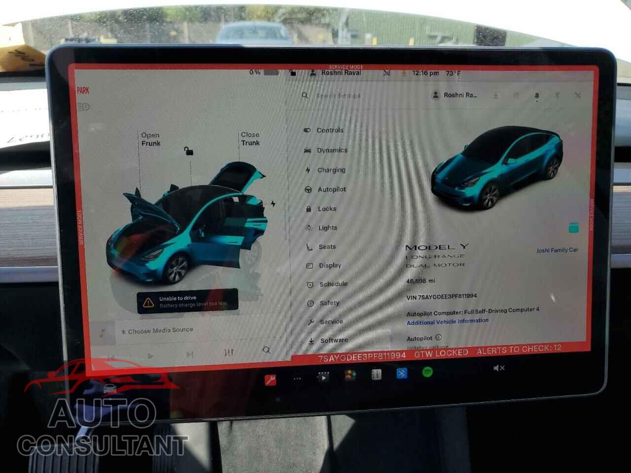 TESLA MODEL Y 2023 - 7SAYGDEE3PF811994