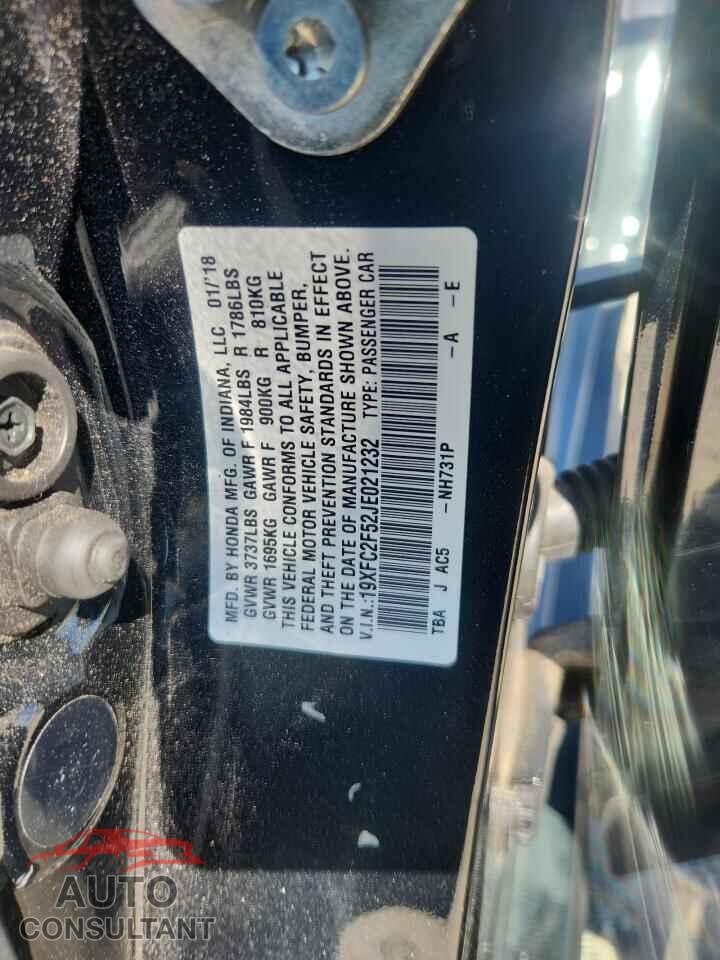 HONDA CIVIC 2018 - 19XFC2F52JE021232