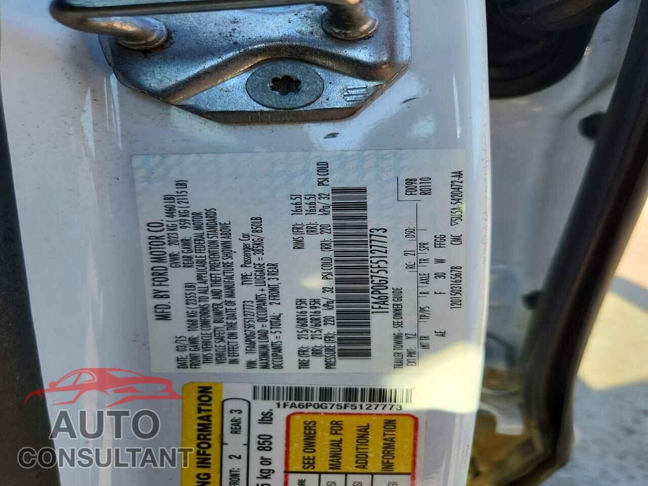 FORD FUSION 2015 - 1FA6P0G75F5127773