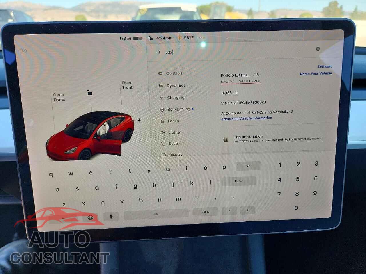 TESLA MODEL 3 2021 - 5YJ3E1EC4MF936329