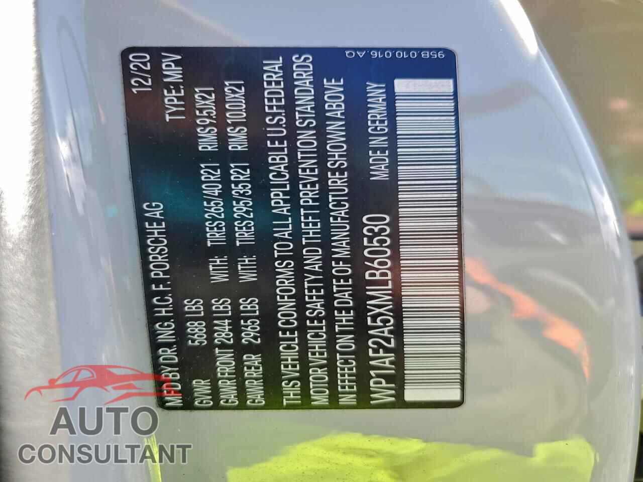 PORSCHE MACAN 2021 - WP1AF2A5XMLB60530
