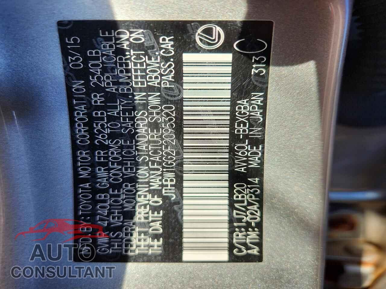 LEXUS ES300 2015 - JTHBW1GG2F2095320