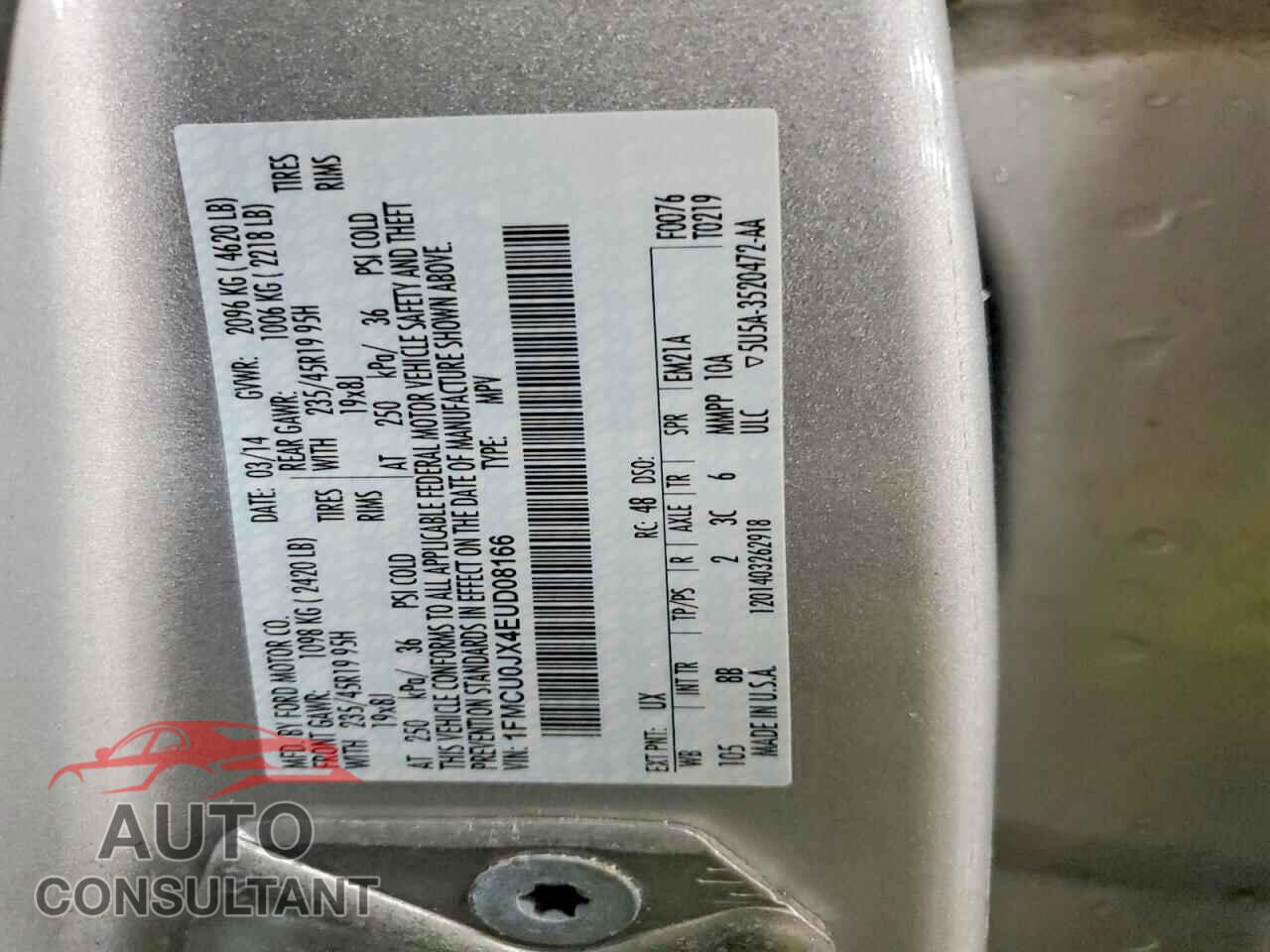 FORD ESCAPE 2014 - 1FMCU0JX4EUD08166