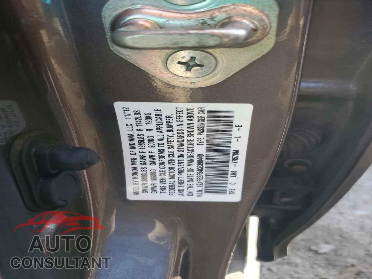HONDA CIVIC 2012 - 19XFB2F54CE390440
