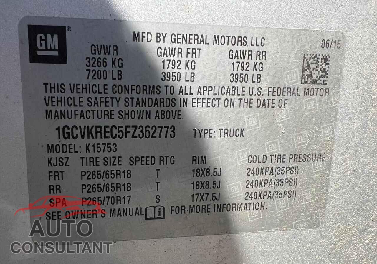 CHEVROLET SILVERADO 2015 - 1GCVKREC5FZ362773