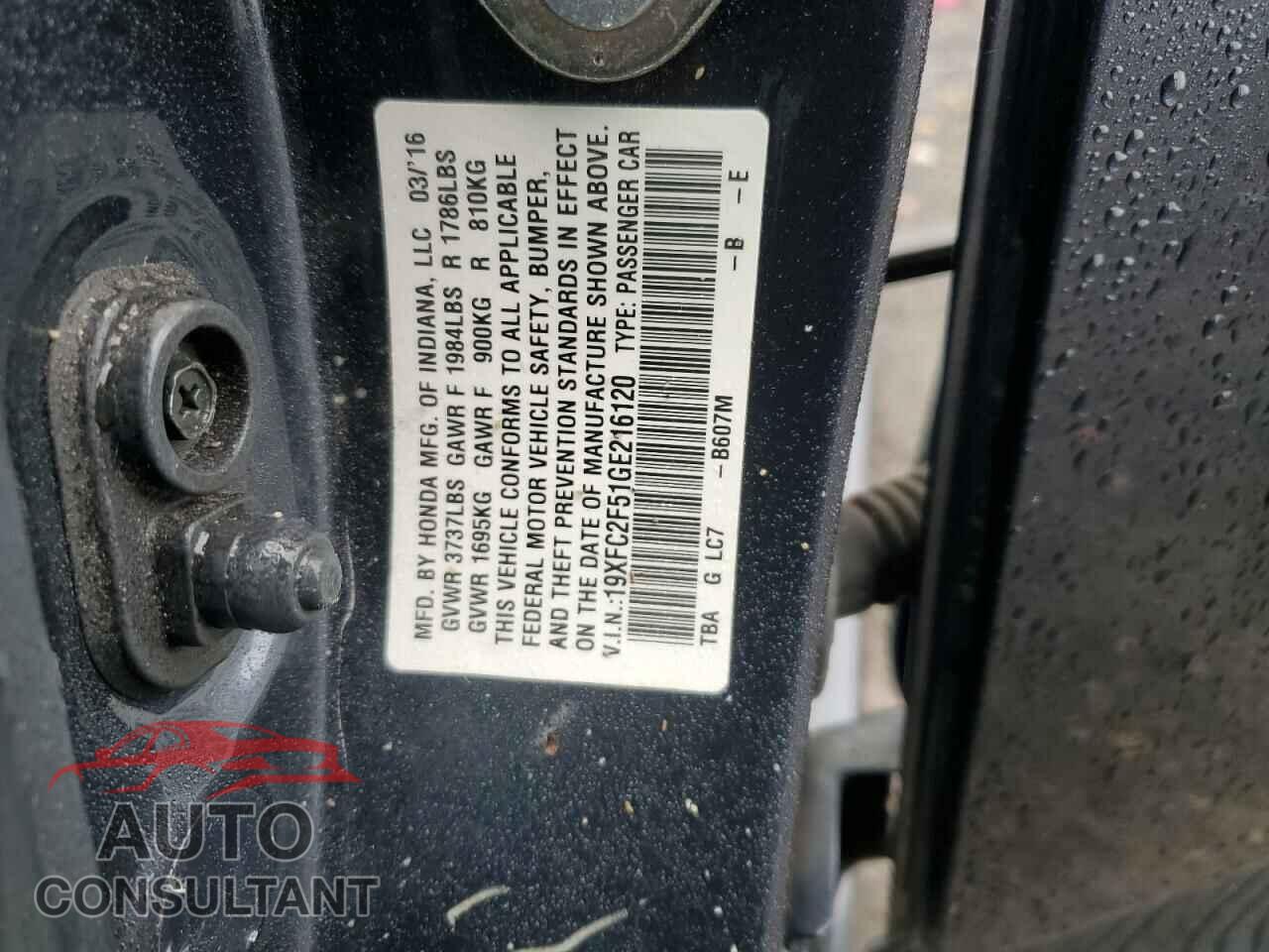 HONDA CIVIC 2016 - 19XFC2F51GE216120