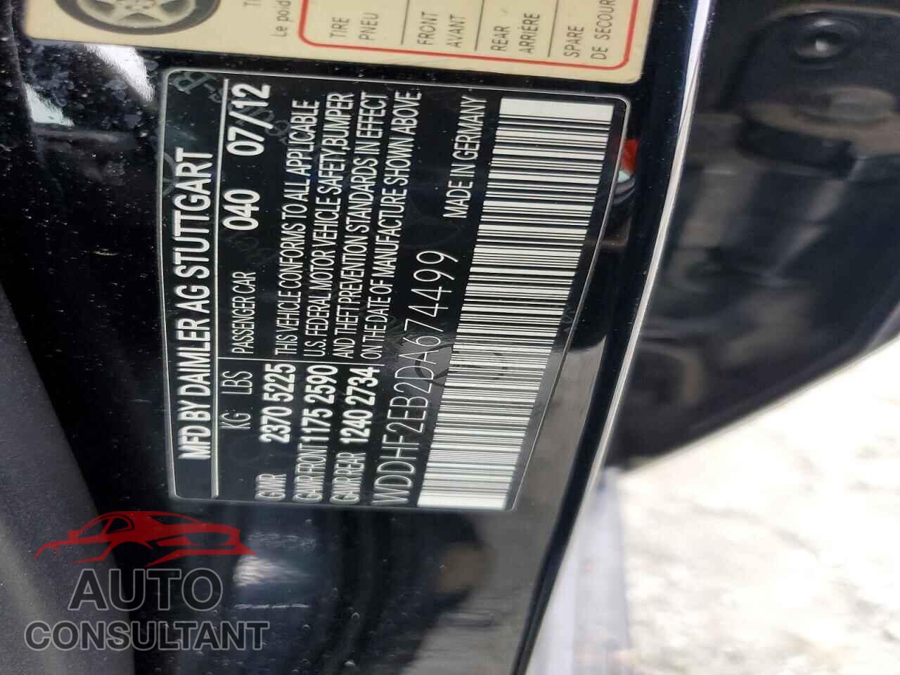 MERCEDES-BENZ E-CLASS 2013 - WDDHF2EB2DA674499