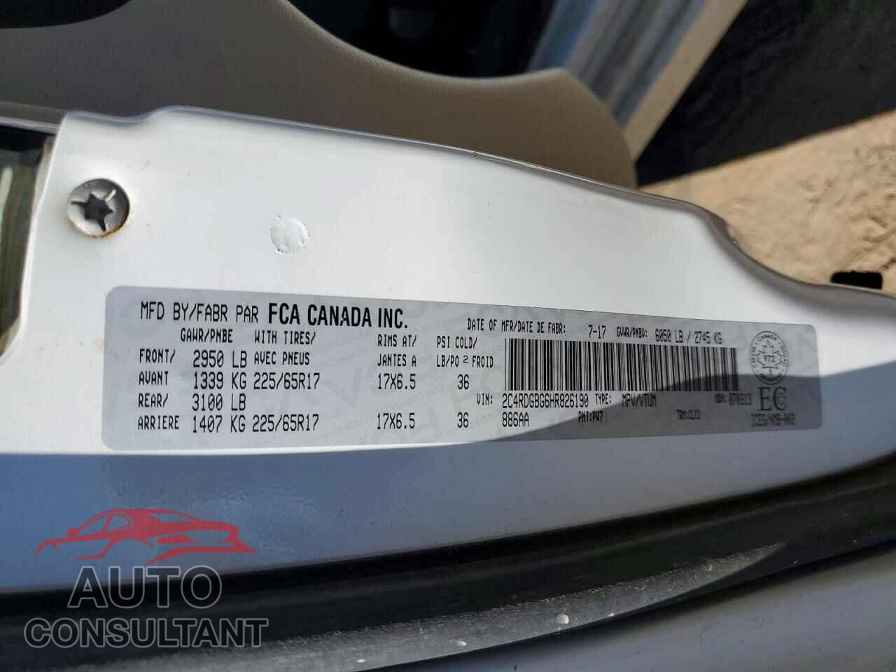 DODGE CARAVAN 2017 - 2C4RDGBG6HR826190