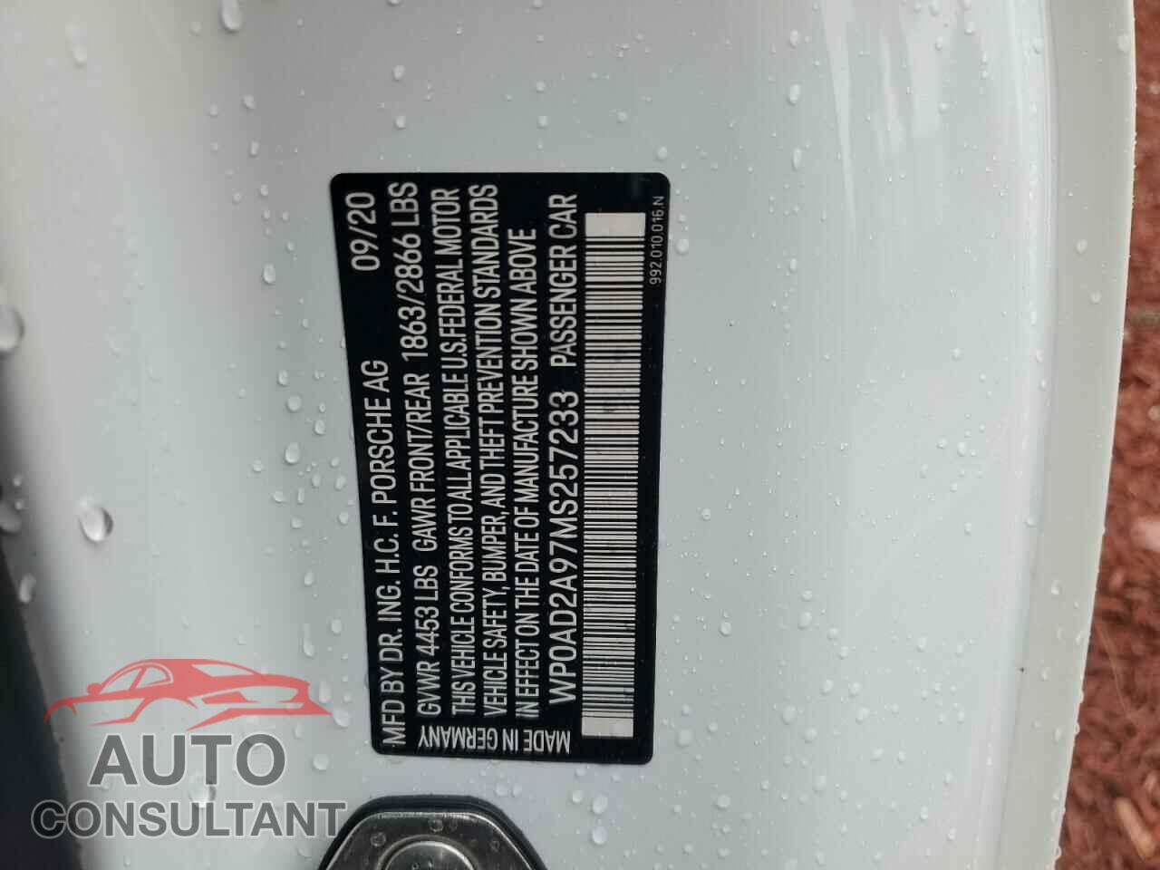 PORSCHE 911 2021 - WP0AD2A97MS257233
