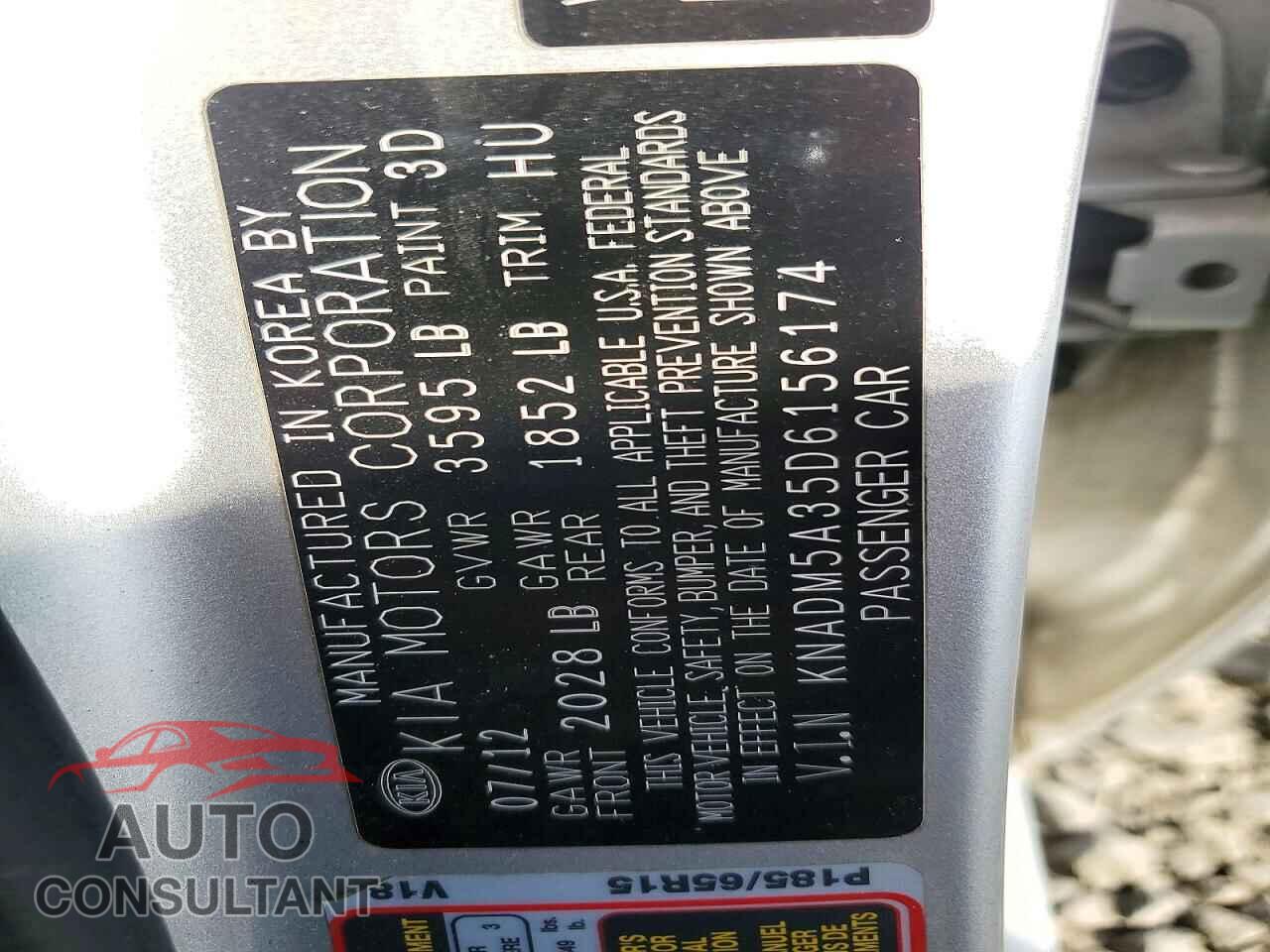 KIA RIO 2013 - KNADM5A35D6156174
