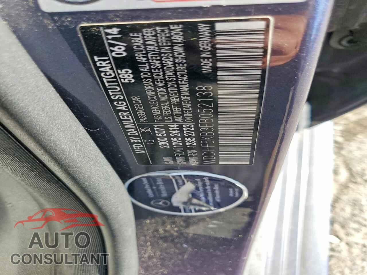 MERCEDES-BENZ E-CLASS 2014 - WDDHF5KB3EB052138