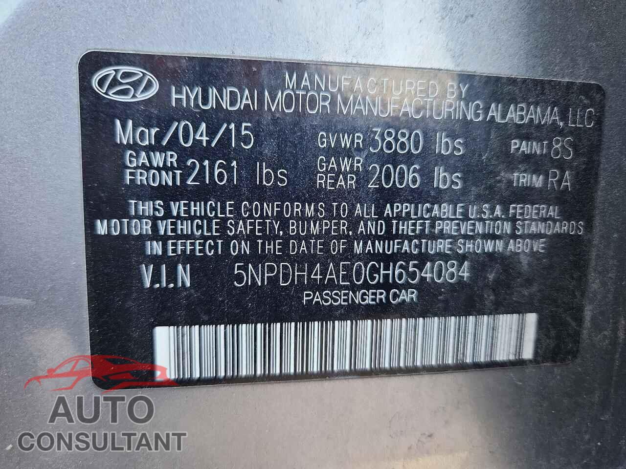 HYUNDAI ELANTRA 2016 - 5NPDH4AE0GH654084