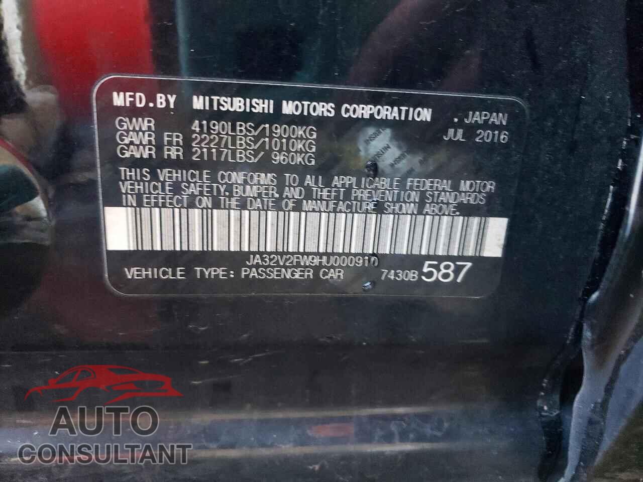 MITSUBISHI LANCER 2017 - JA32V2FW9HU000910