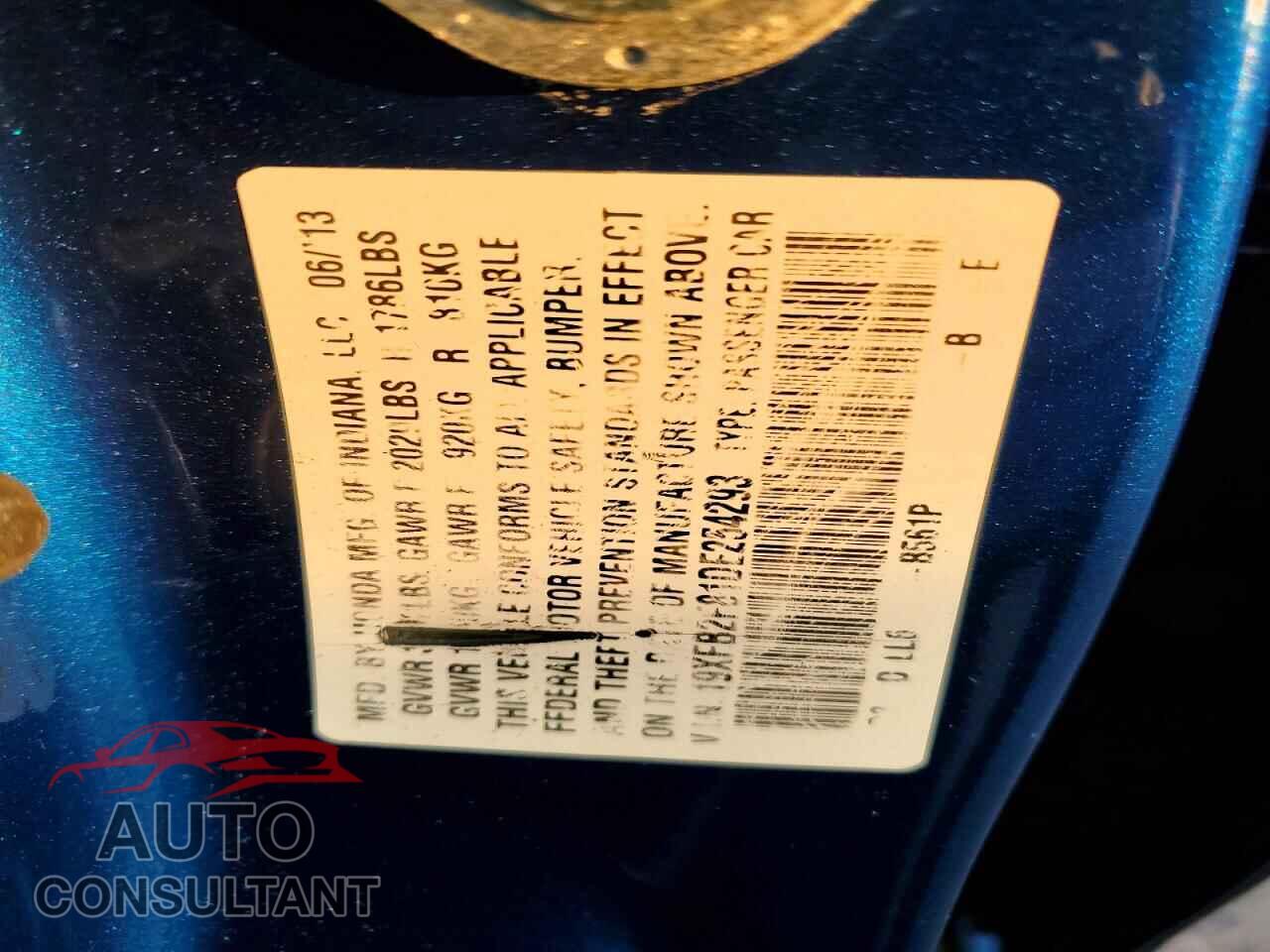 HONDA CIVIC 2013 - 19XFB2F81DE254293