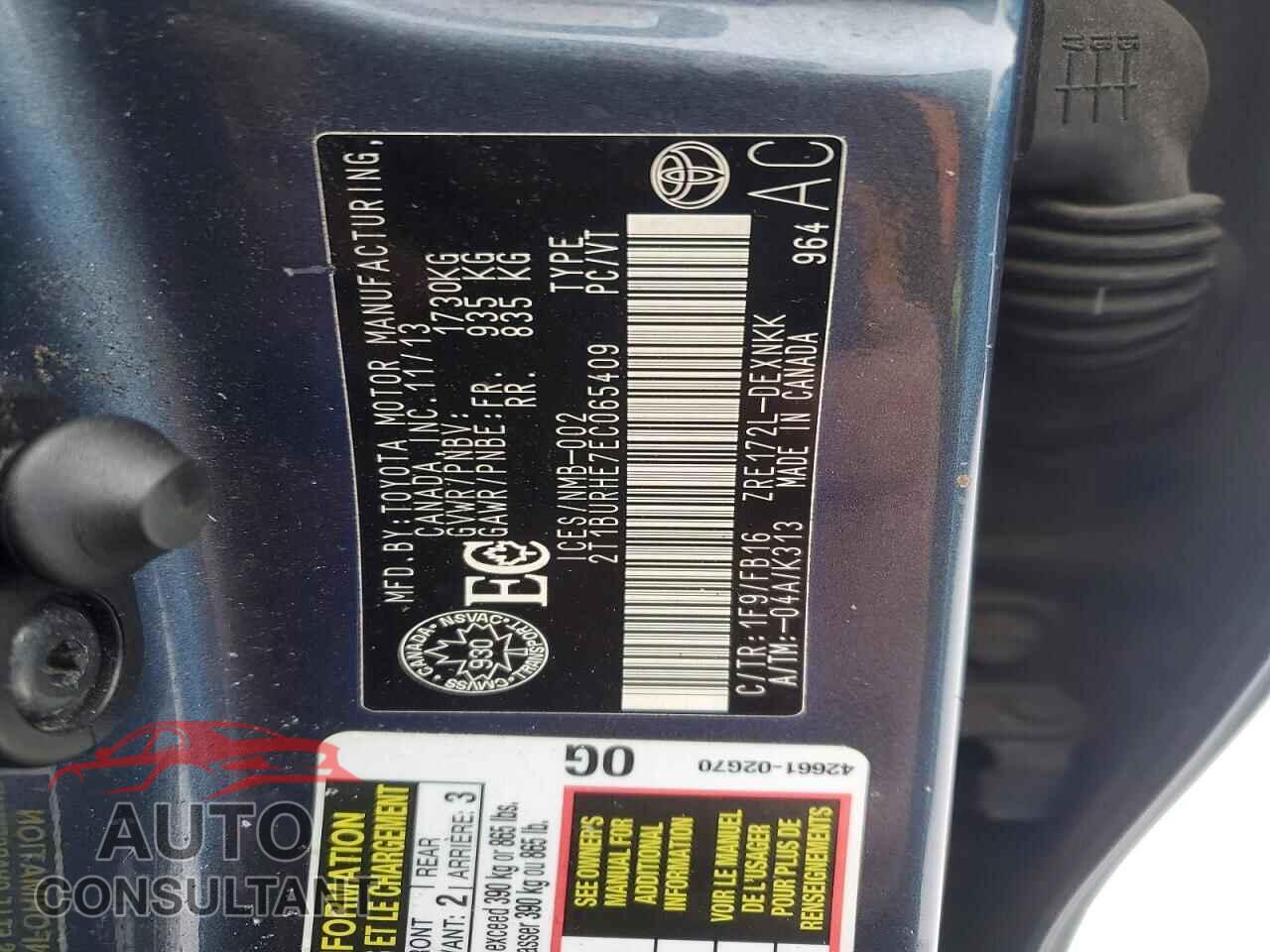 TOYOTA COROLLA 2014 - 2T1BURHE7EC065409