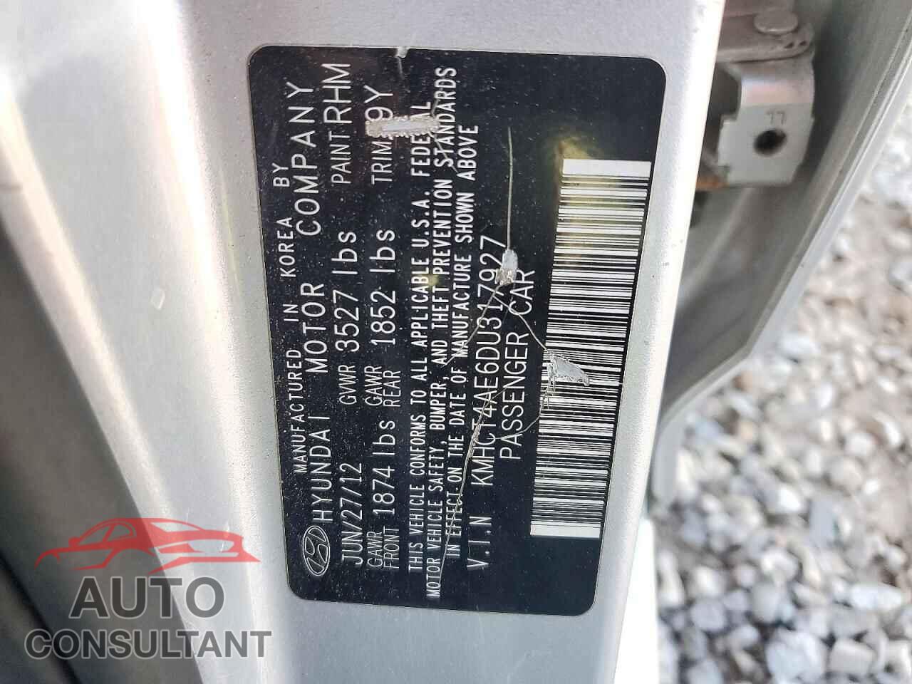 HYUNDAI ACCENT 2013 - KMHCT4AE6DU317927