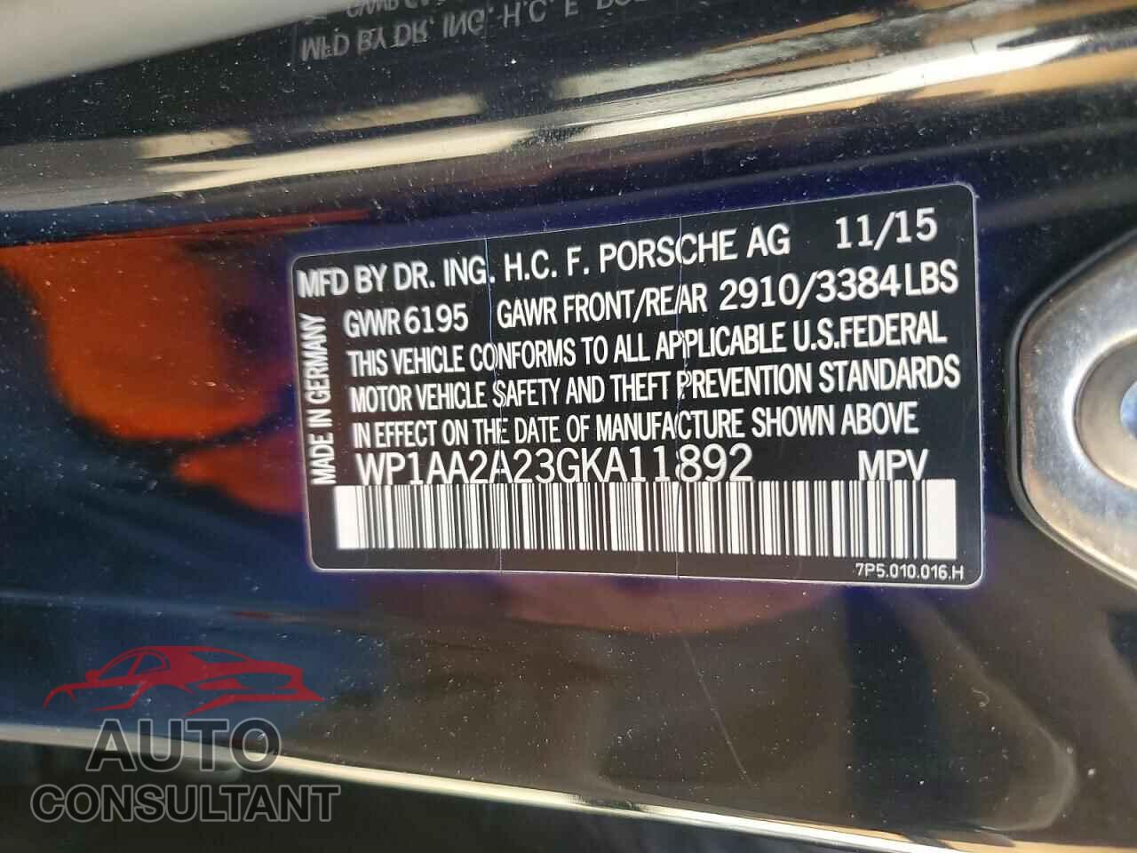 PORSCHE CAYENNE 2016 - WP1AA2A23GKA11892