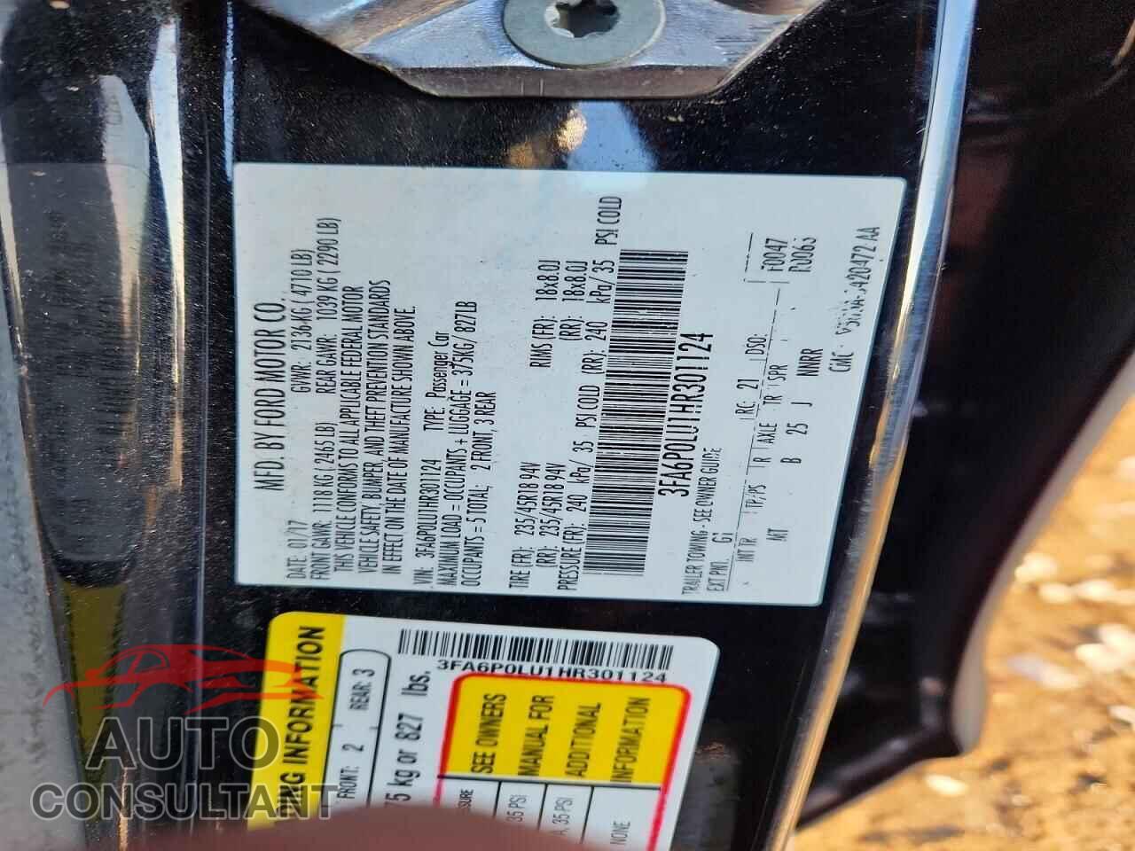 FORD FUSION 2017 - 3FA6P0LU1HR301124