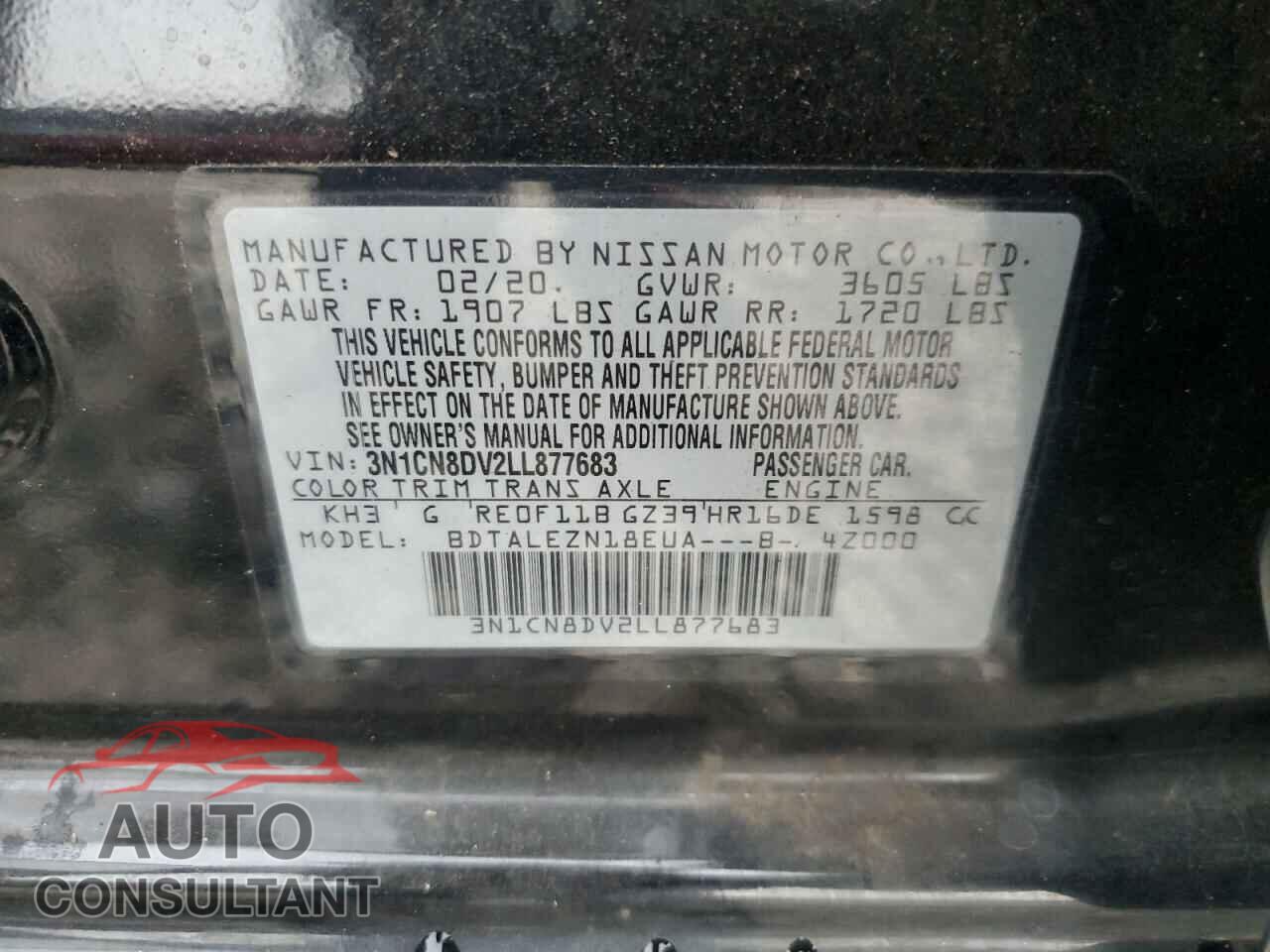 NISSAN VERSA 2020 - 3N1CN8DV2LL877683
