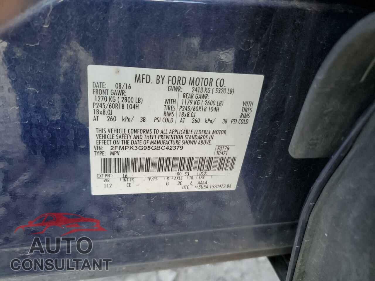 FORD EDGE 2016 - 2FMPK3G95GBC42379