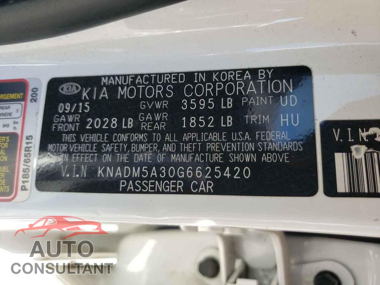 KIA RIO 2016 - KNADM5A30G6625420