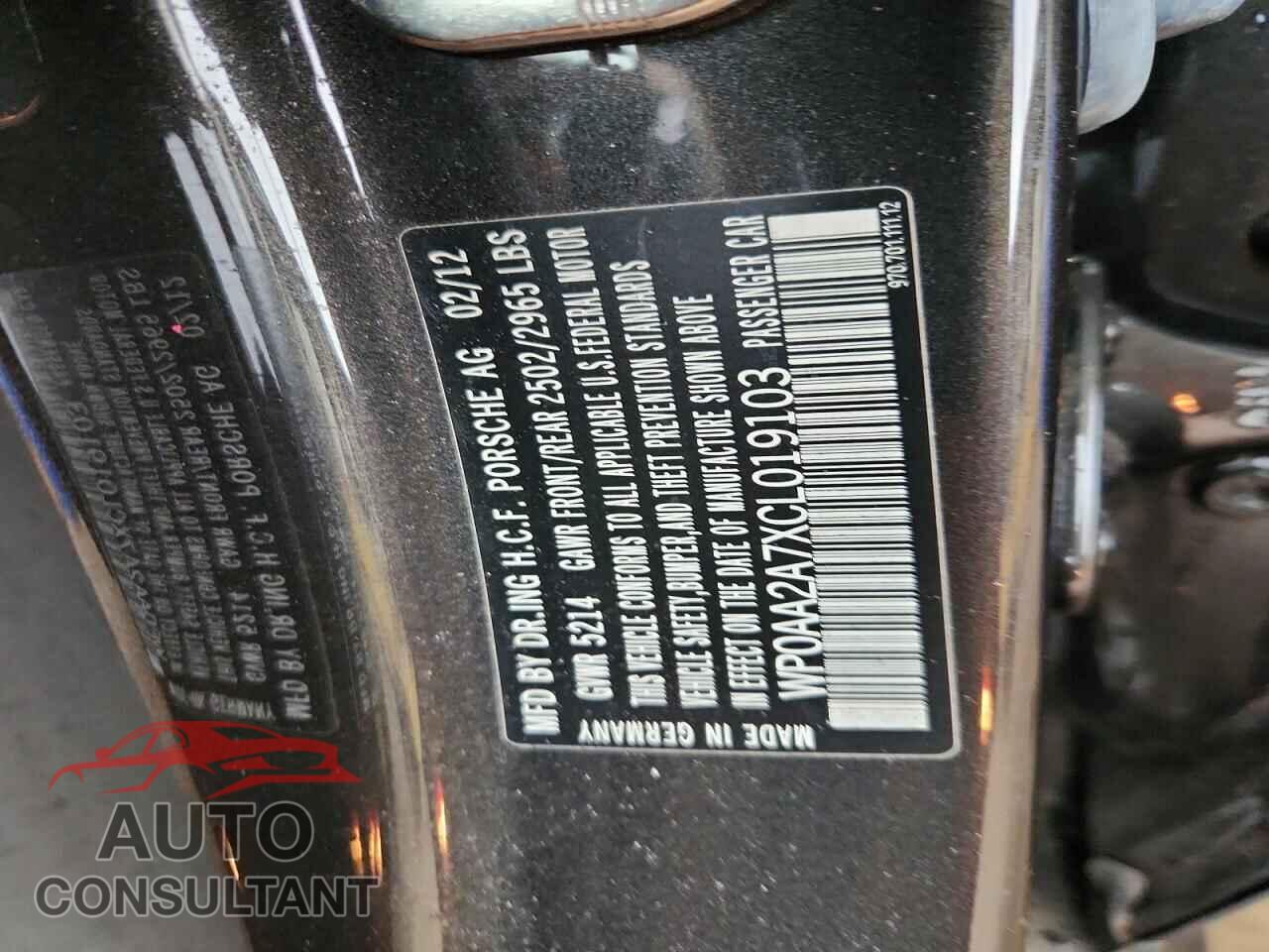 PORSCHE PANAMERA 2012 - WP0AA2A7XCL019103