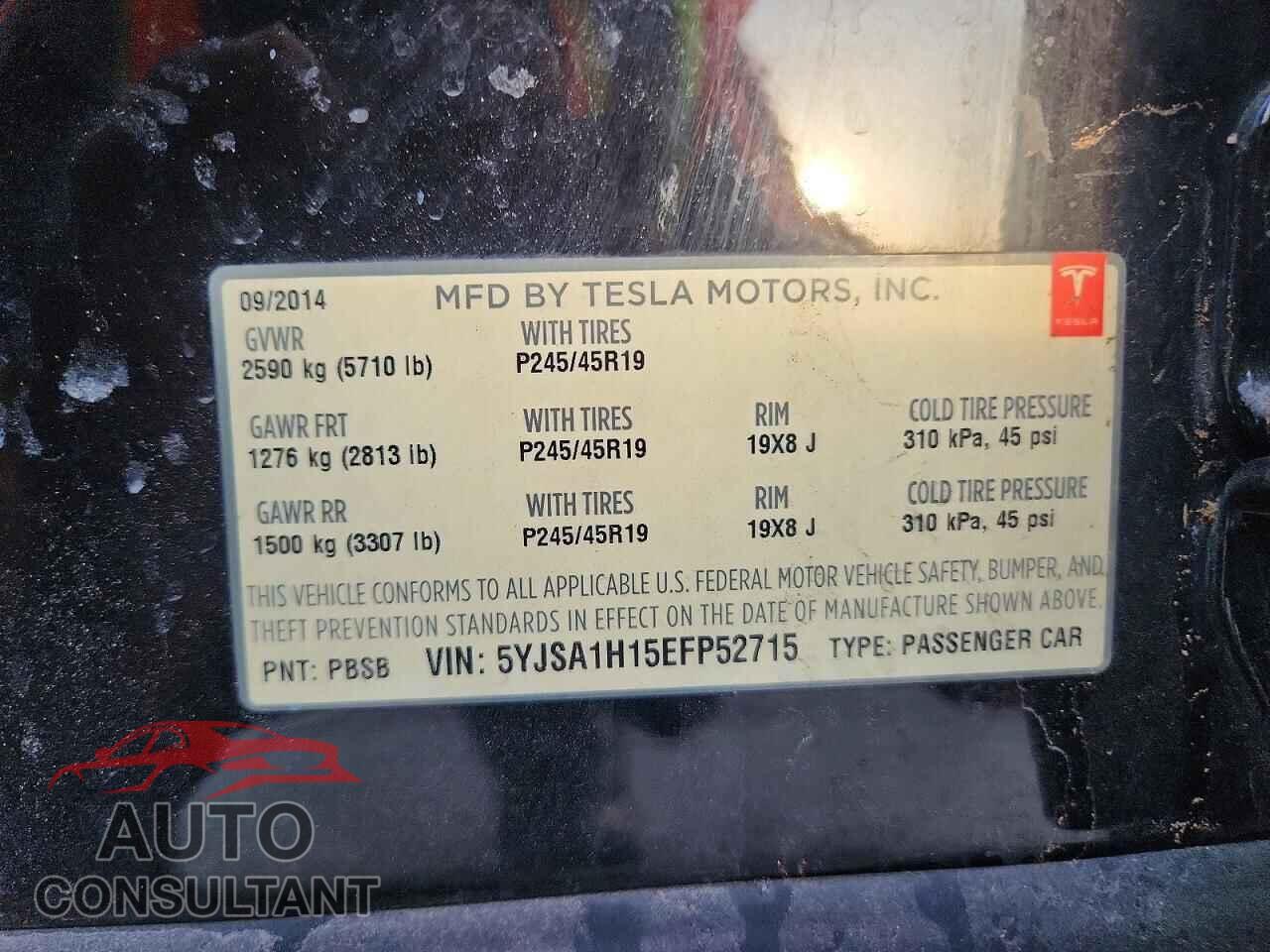 TESLA MODEL S 2014 - 5YJSA1H15EFP52715
