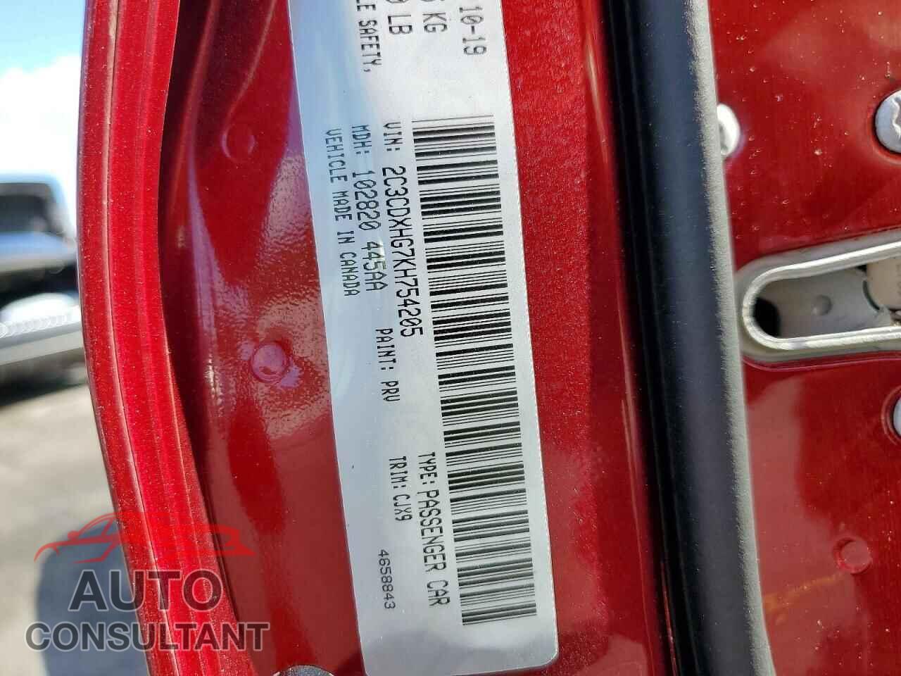 DODGE CHARGER 2019 - 2C3CDXHG7KH754205