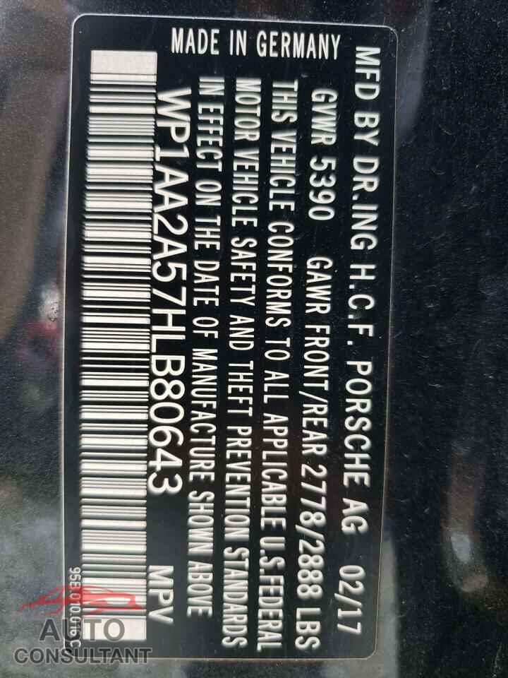 PORSCHE MACAN 2017 - WP1AA2A57HLB80643