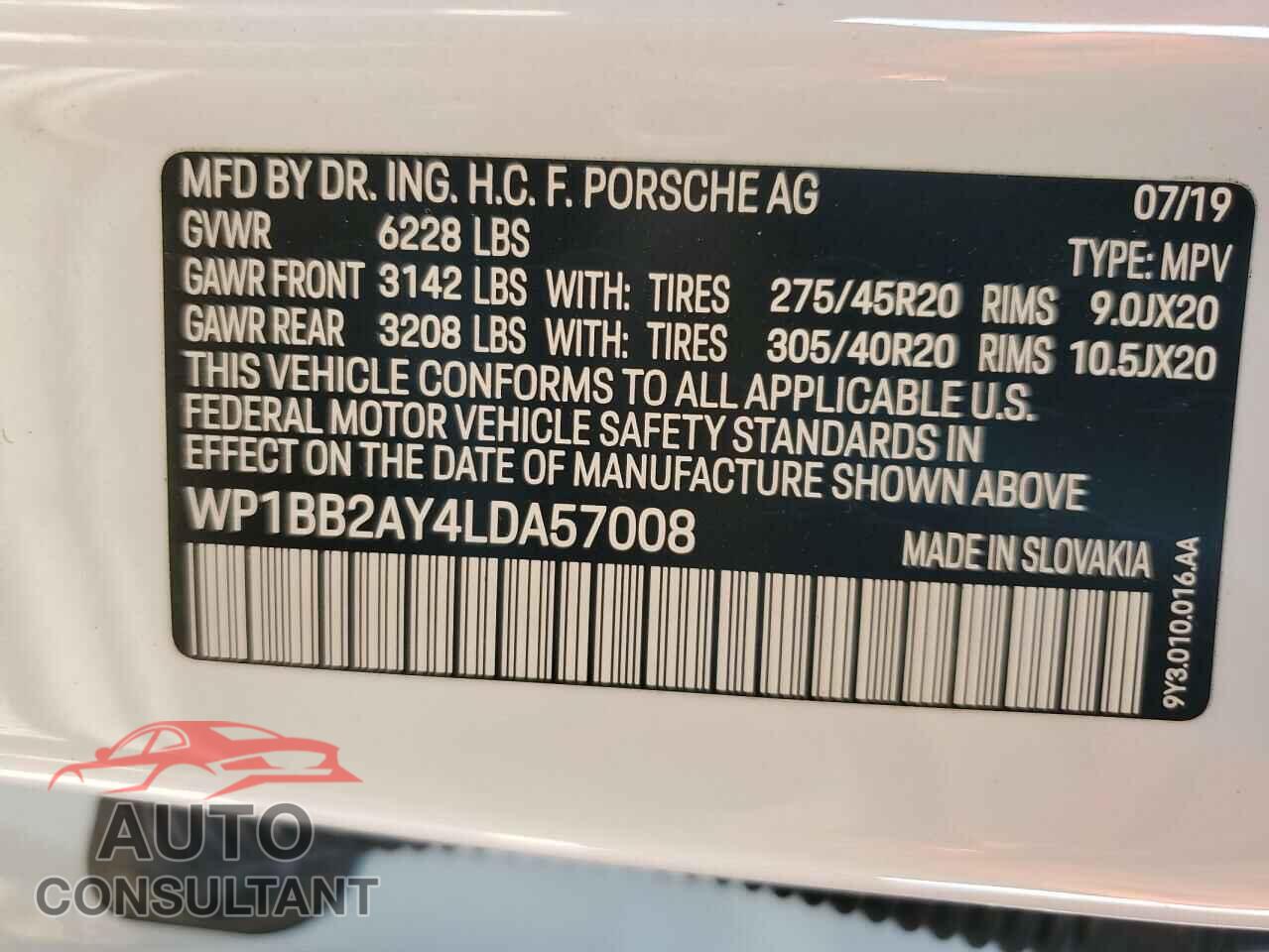 PORSCHE CAYENNE 2020 - WP1BB2AY4LDA57008
