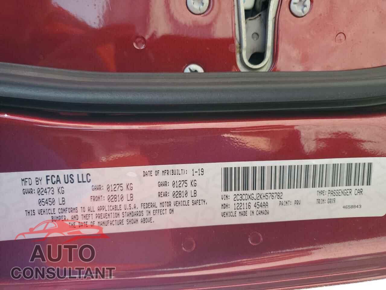 DODGE CHARGER 2019 - 2C3CDXGJ2KH576782