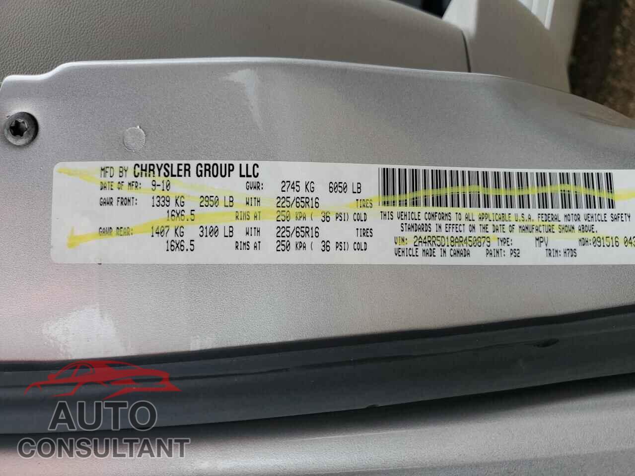 DODGE CARAVAN 2010 - 2D4RN5D18AR261427