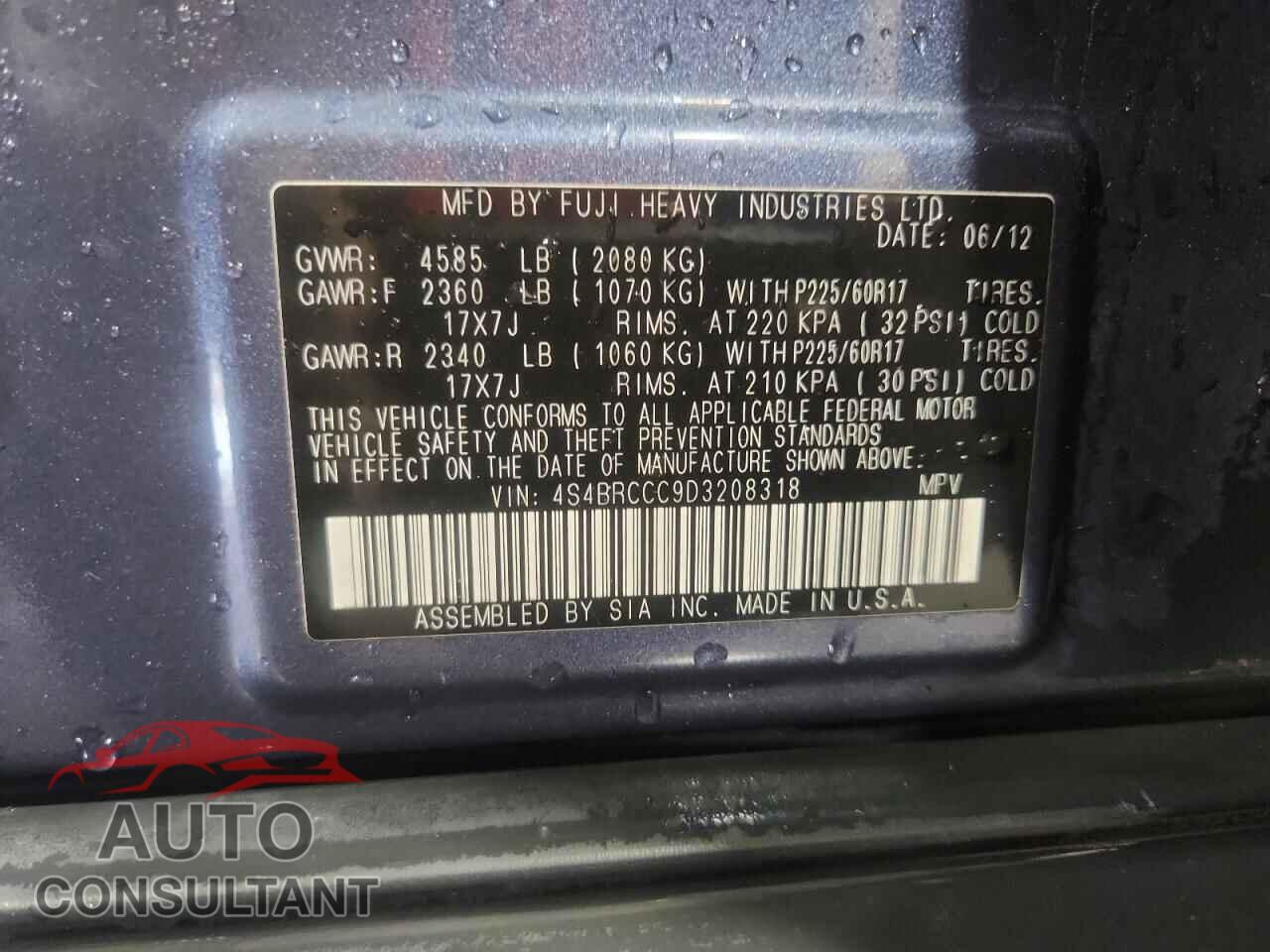 SUBARU OUTBACK 2013 - 4S4BRCCC9D3208318