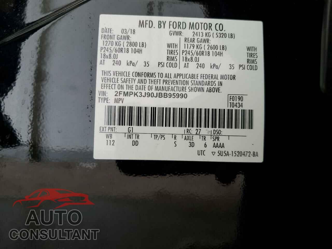 FORD EDGE 2018 - 2FMPK3J90JBB95990