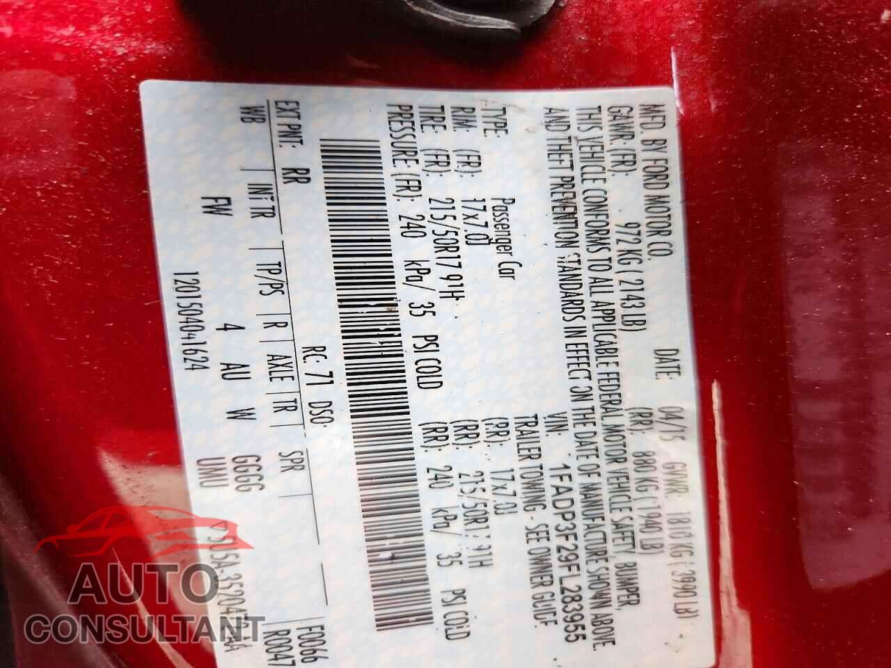 FORD FOCUS 2015 - 1FADP3F29FL283955