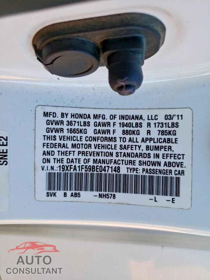 HONDA CIVIC 2011 - 19XFA1F59BE047148