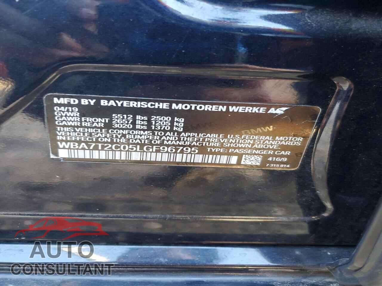 BMW 7 SERIES 2020 - WBA7T2C05LGF96795