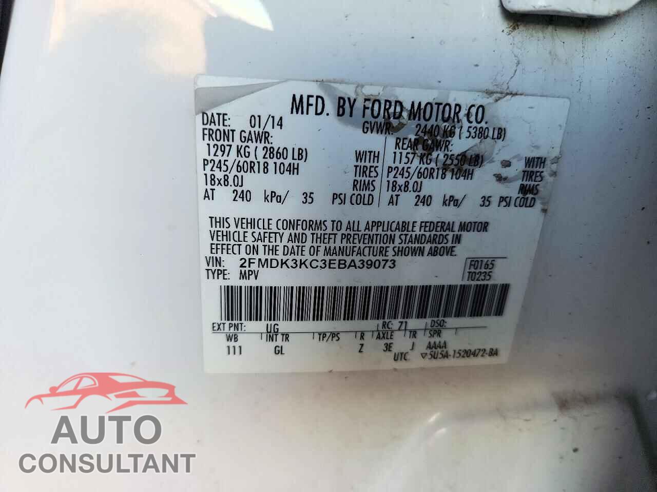 FORD EDGE 2014 - 2FMDK3KC3EBA39073