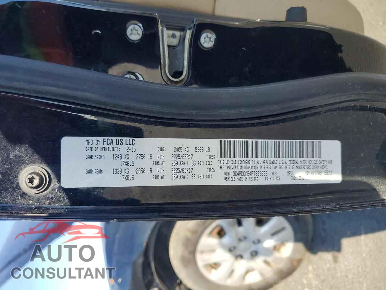 DODGE JOURNEY 2015 - 3C4PDCAB4FT650353