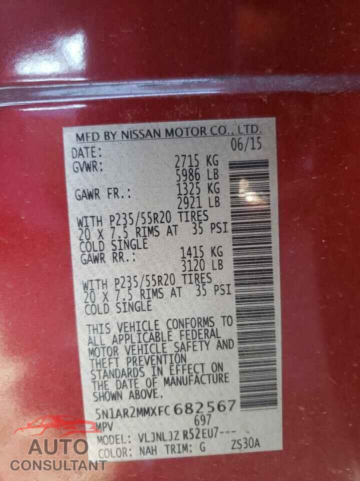 NISSAN PATHFINDER 2015 - 5N1AR2MMXFC682567