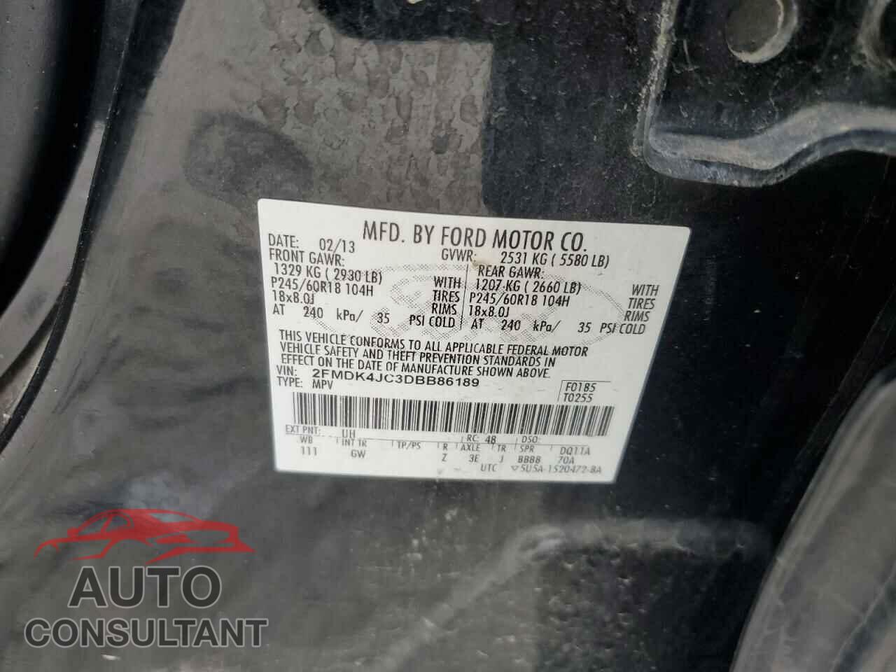 FORD EDGE 2013 - 2FMDK4JC3DBB86189