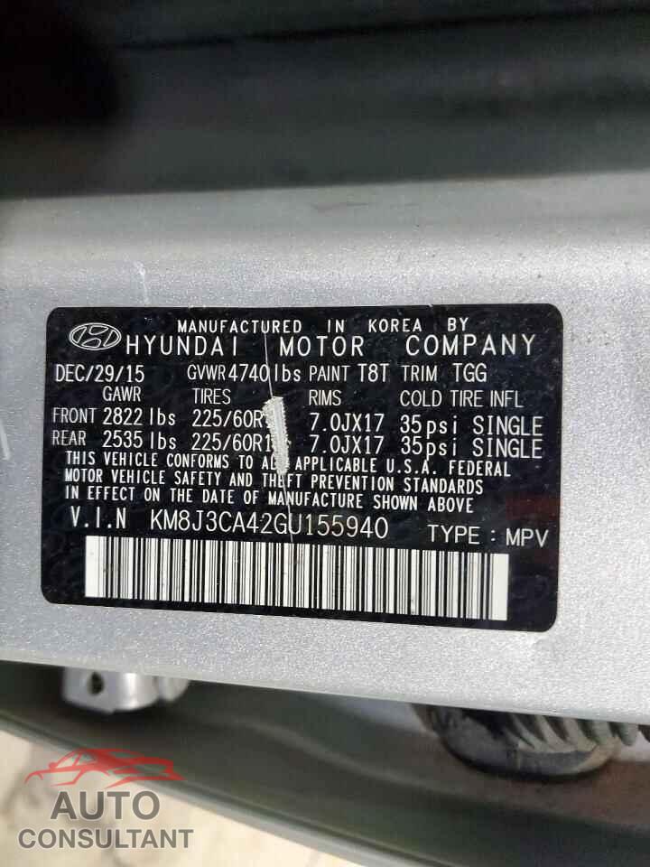 HYUNDAI TUCSON 2016 - KM8J3CA42GU155940
