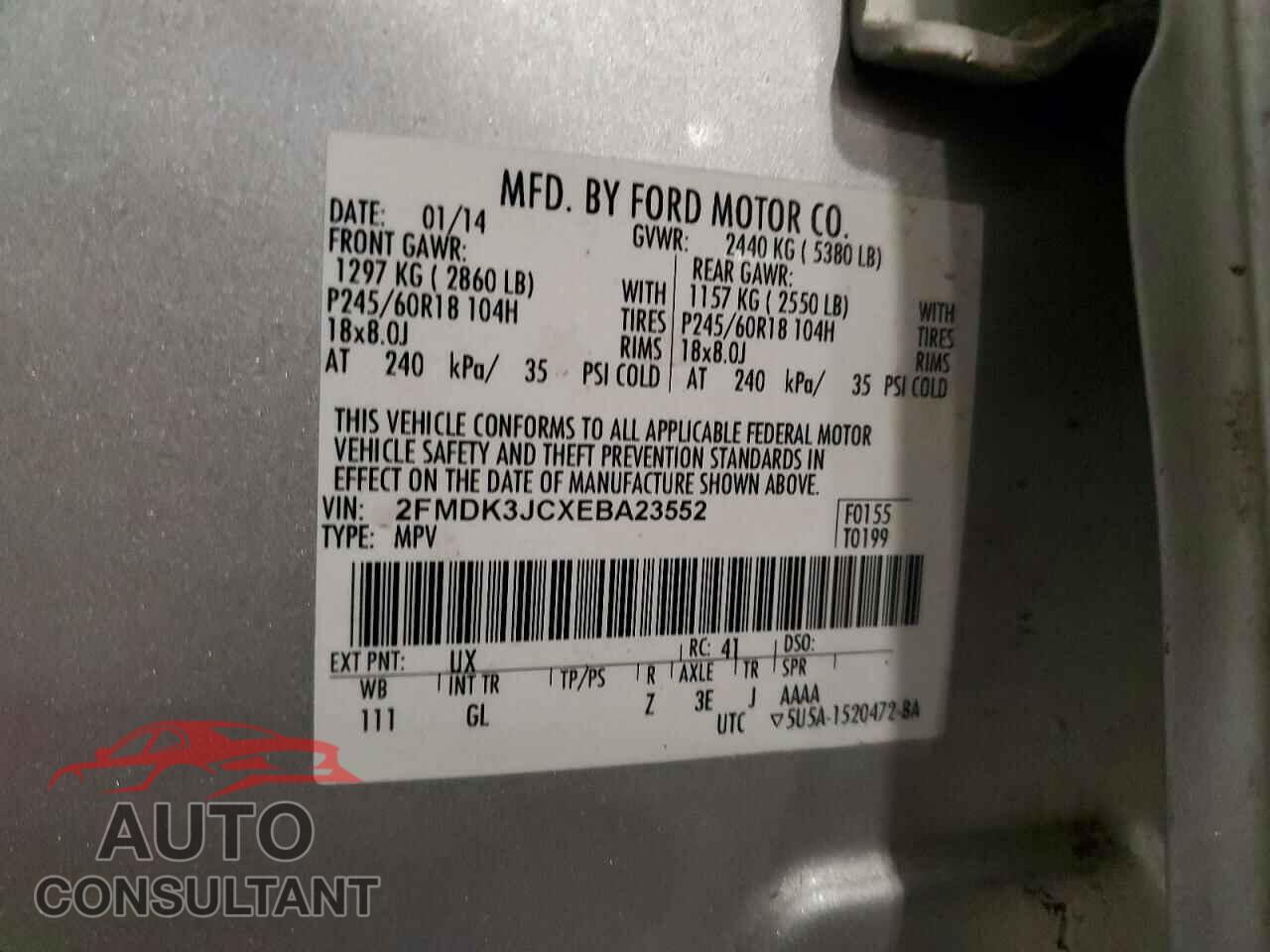 FORD EDGE 2014 - 2FMDK3JCXEBA23552