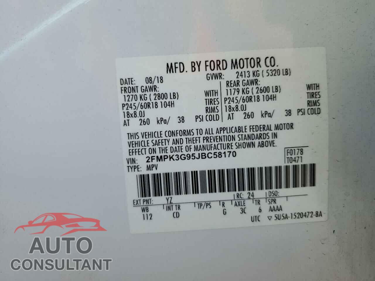 FORD EDGE 2018 - 2FMPK3G95JBC58170