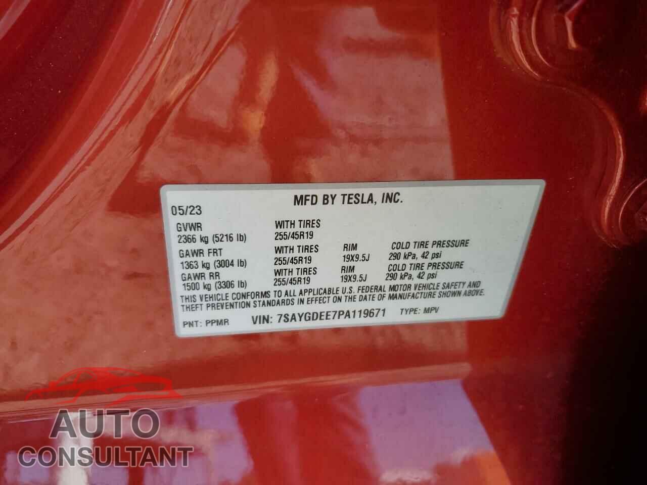 TESLA MODEL Y 2023 - 7SAYGDEE7PA119671