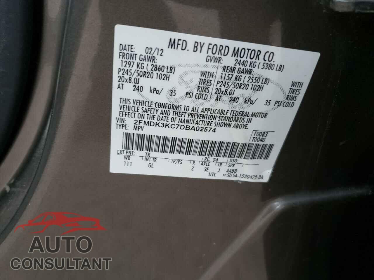 FORD EDGE 2013 - 2FMDK3KC7DBA02574