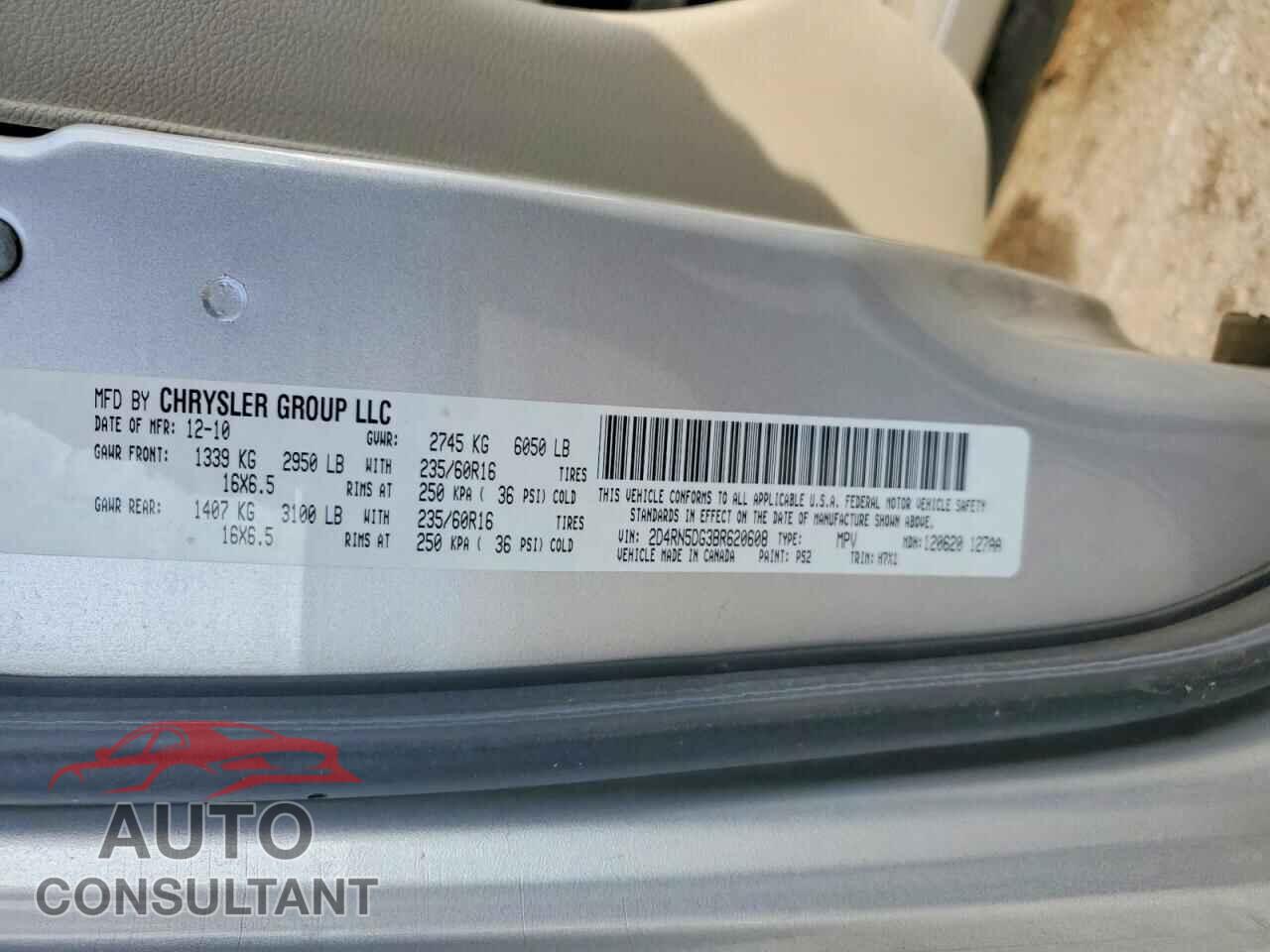 DODGE CARAVAN 2011 - 2D4RN5DG3BR620608