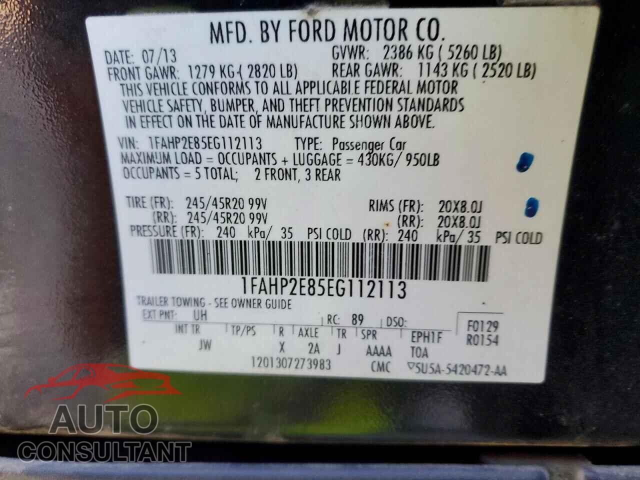 FORD TAURUS 2014 - 1FAHP2E85EG112113