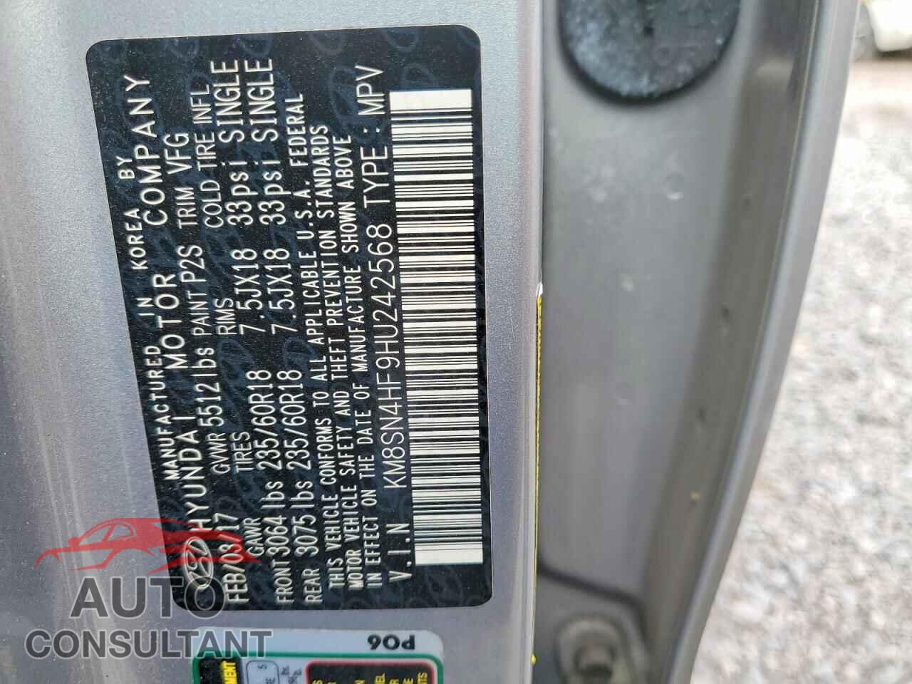 HYUNDAI SANTA FE 2017 - KM8SN4HF9HU242568